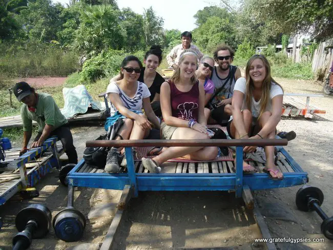 Excited for our ride on the Bamboo Train