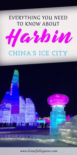 Harbin is China's winter wonderland city. Every year they host the Harbin Snow and Ice Festival where you can gaze upon neon-lit ice castles and intricately carved snow sculptures. Learn everything you need to know about visiting the Ice and Snow festival in Harbin and add it to your travel China list of things to do in China in winter. #traveltochina #chinatravelinspiration #chinatravel #harbin #travelguide